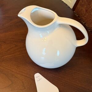 Vintage White Ceramic Forward Tilt Ball Jug Pitcher Made in Japan